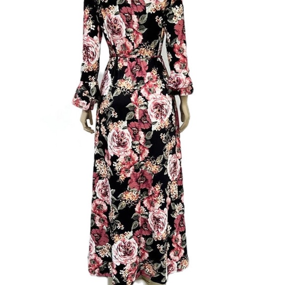 DEVORAH'S SECRET Maxi Dress Black Floral Fantasy - Picture 3 of 4